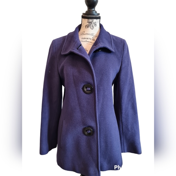 BEAUTIFUL Mallia Purple Soft Lambswool/Angora Single Breasted Pea Coat - Picture 1 of 8